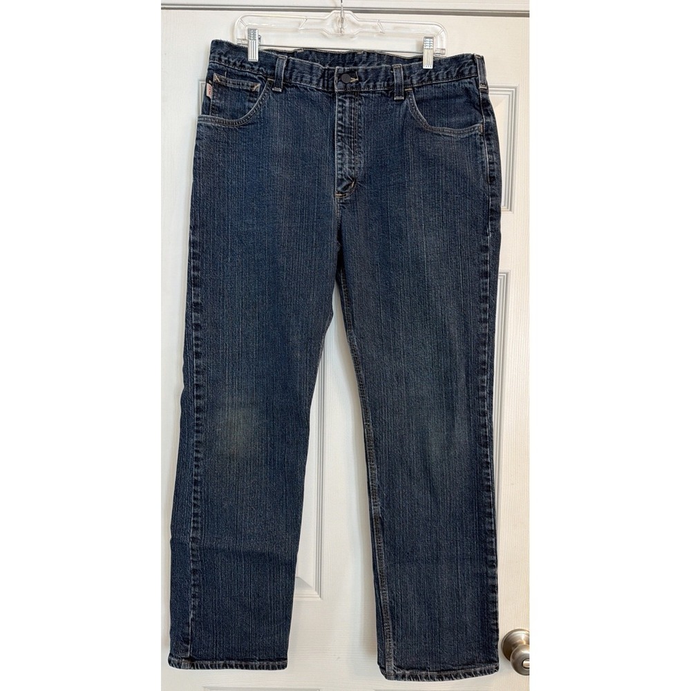 Carhartt FR Rugged Flex Jeans Men's 36x32 Relaxed Straight Blue Denim CAT 2 FLAW